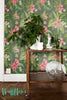 Blooming Jungle Wallpaper | Removable Wallpaper - Colorful Wallpaper - Exotic Wall Sticker -Colorful  Wall Decal - Jungle Adhesive Wallpaper