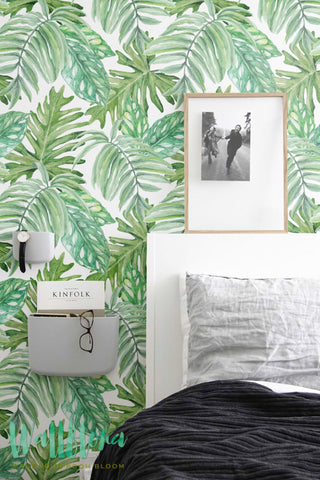 Monstera leaves Pattern Wallpaper | Removable Wallpaper | Monstera leaves Wallpaper | Wall Sticker | Monstera Self Adhesive Wallpaper
