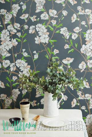 Cherry Tree Wallpaper | Removable Wallpaper - Cherry tree Wallpaper - Cherry Tree Wall Sticker - Cherry Tree Adhesive Wallpaper