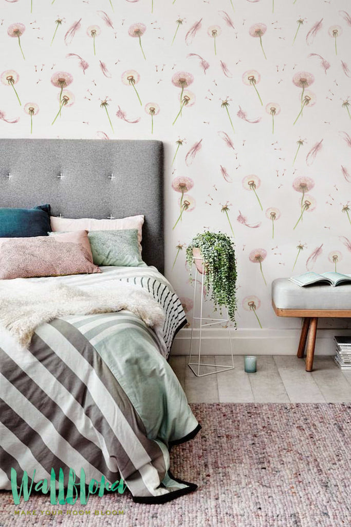Dandelion Floral Wallpaper, Wallpaper Peel and Stick, Removable Wallpaper, Peel and Stick Wallpaper
