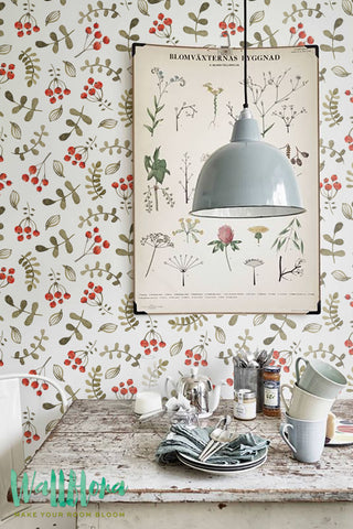 Rowan Pattern Wallpaper/Removable Wallpaper/Rowan Wallpaper/Rowan Wall Sticker/Rowan Wall Decal/Rowan Self Adhesive Wallpaper