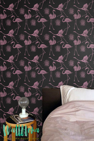 Pink Flamingo Patter Wallpaper | Removable Wallpaper | Flamingo Wall Sticker | Flamingo Wall Decal | Flamingo Self Adhesive Wallpaper