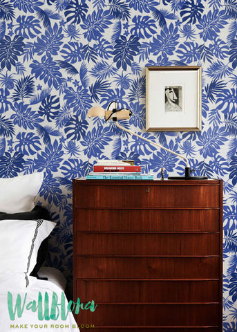 Monstera Leaves Pattern Wallpaper | Phoenix Leaves Removable Wallpaper | Fern Leaves Wallpaper | Wall Sticker | Tropical Leaves Adhesive Wallpaper