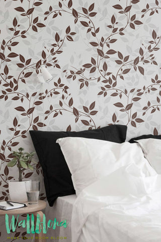 Garden Rose Leaves Pattern Wallpaper | Leaves Removable Wallpaper | Rose Leaves Decal | Wall Sticker | Rose Leaves Self Adhesive Wallpaper